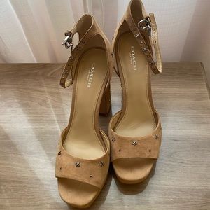 Coach Margharita Star Nude Suede Heels